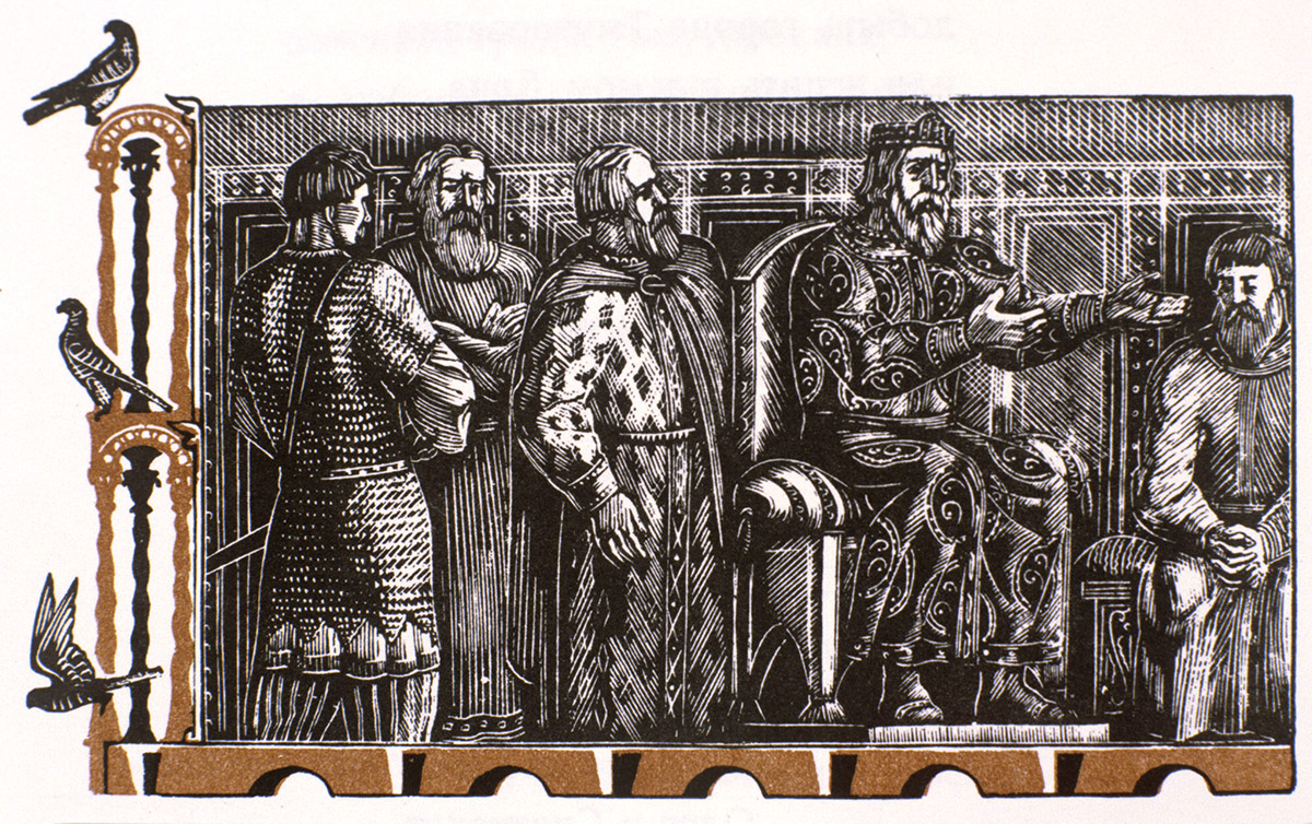Reproduction of Vladimir Favorsky's illustration for the book «The Tale of Igor's Campaign». Moscow, «Children's Literature» publishing house, 1975. - - - Sputnik / Sputnik