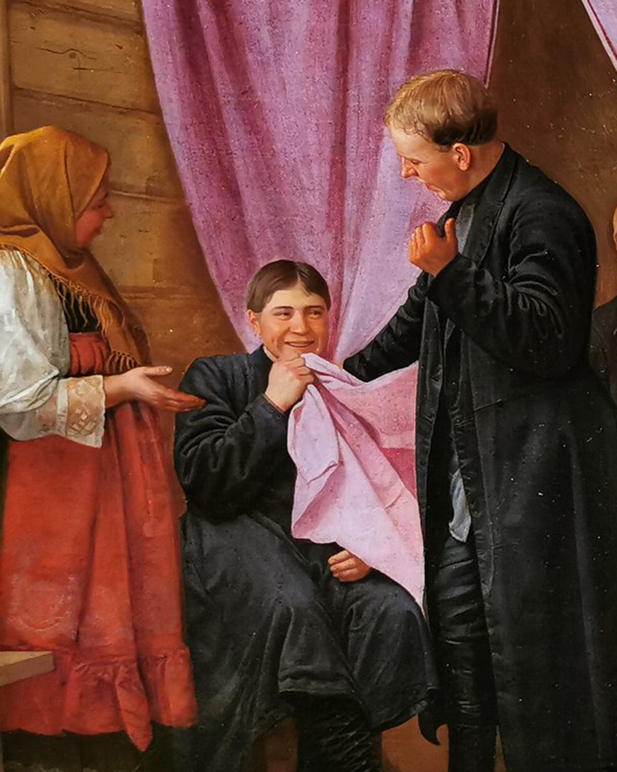 L’Examen de la fiancée, Andreï Roumiantsev, années 1870/Musée d'État des Beaux-Arts de Tchouvachie