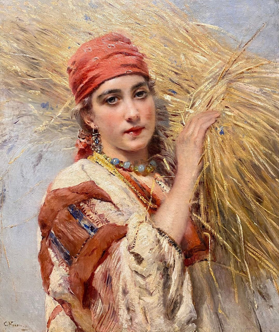 Konstantin Makovsky ‘Girl with a Sheaf’ (1880). Public domain