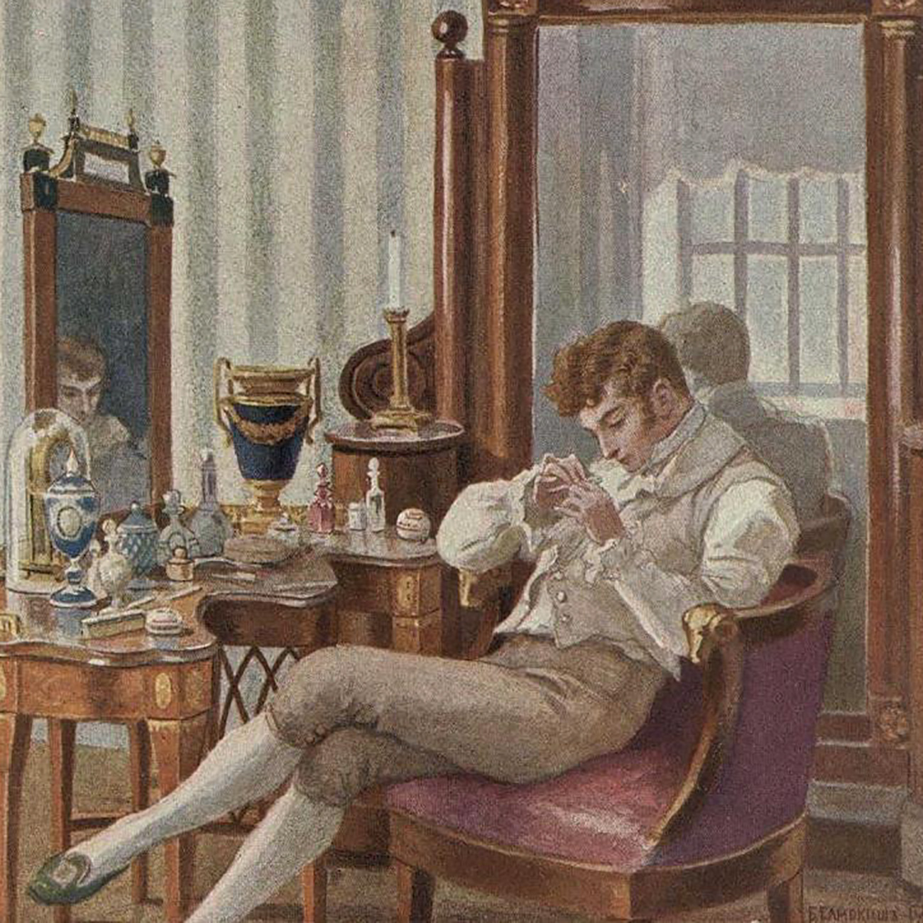 Illustration for «Eugene Onegin». Onegin in his office. Elena Samokish-Sudkovskaya