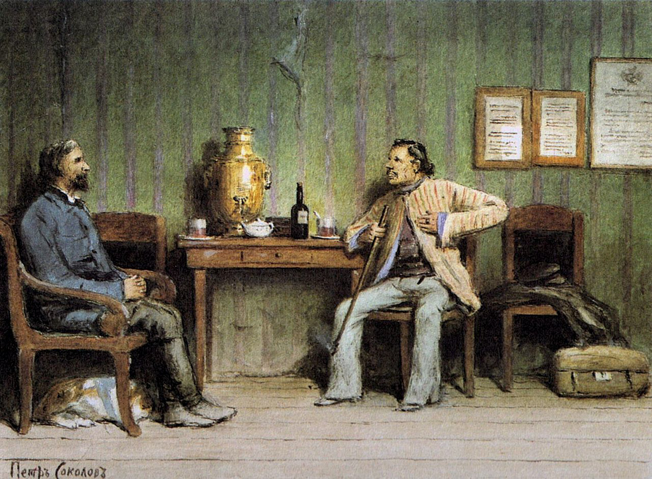 Illustration for the story «Petr Petrovich Karataev» --- Pyotr Sokolov