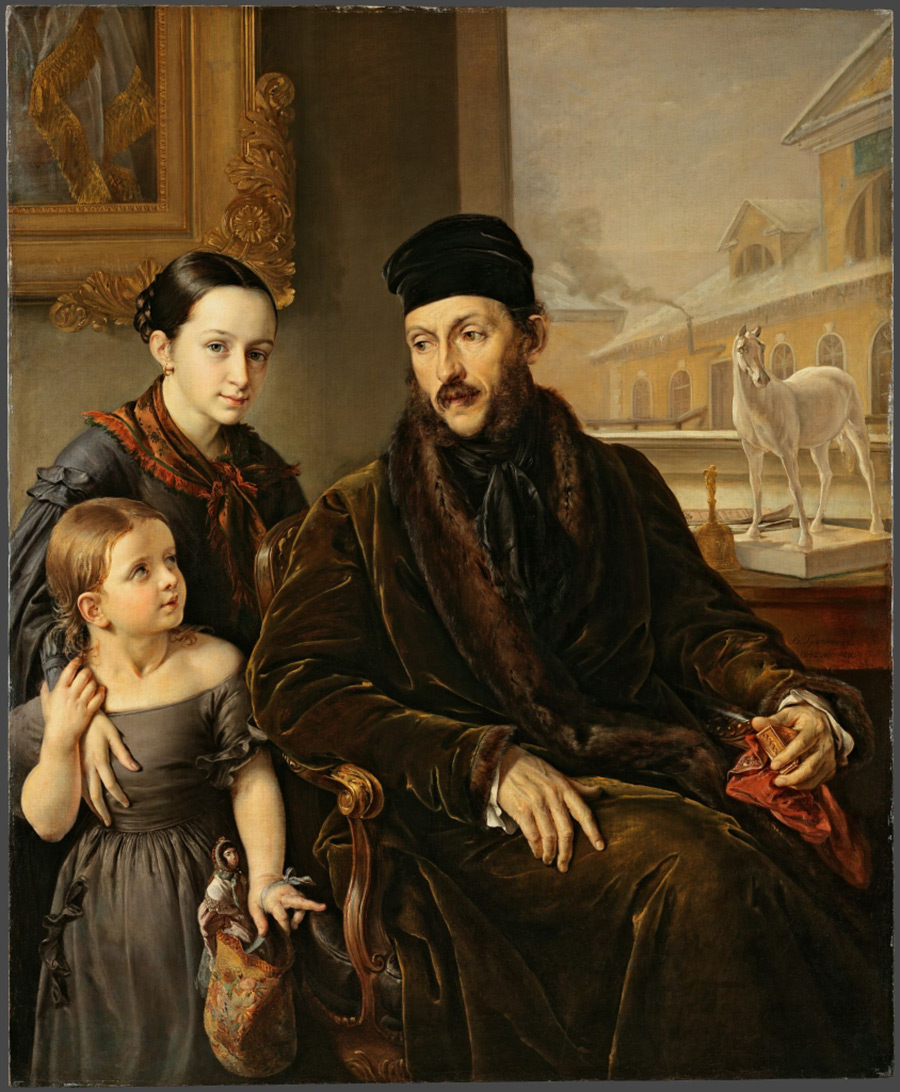 Vasily Tropinin. Portrait of D.P. Voeikov with his daughter and the Englishwoman Miss Sorok --- Tretyakov Gallery