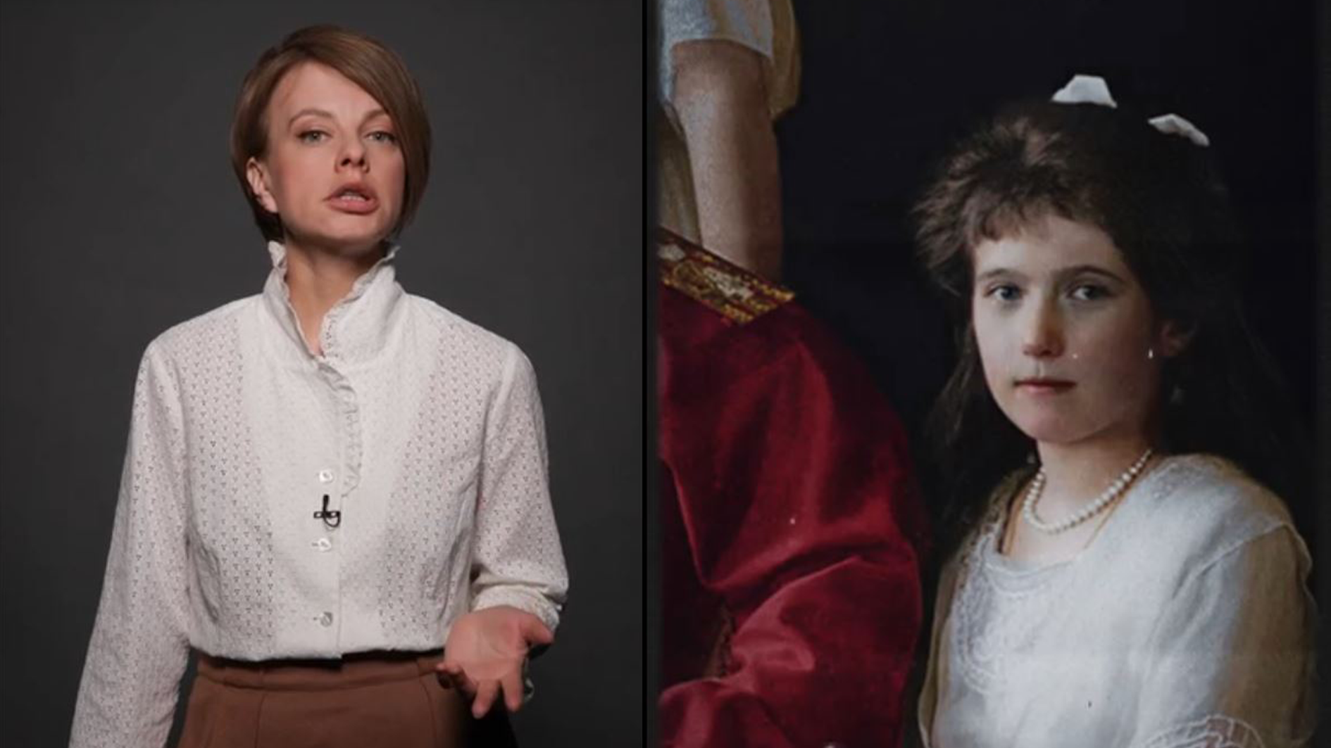 迪娜拉·斯特拉霍娃（照片元素来源：公共资源（由Klimbim负责上色）；唐·布鲁斯、加里·戈德曼，1997，20世纪福克斯公司；苏联内部人民委员部、memo.ru（根据CC BY-SA 4.0 授权许可）、普乔林·弗拉基米尔·尼古拉耶维奇）